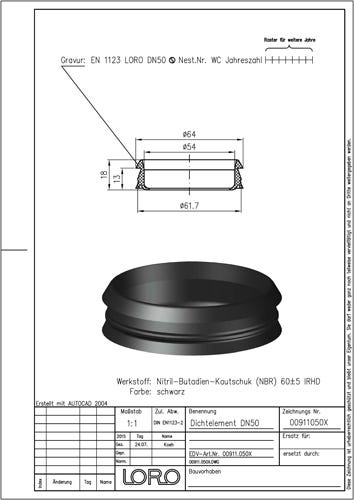 LORO-X DICHTELEMENT aus Elastomer für Steckmuffenverbindung