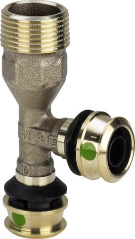Viega Raxofix-T-Stück mit SC-Contur Siliziumbronze, Modell 5326.4 R: ½ d1: 16 d2: 16