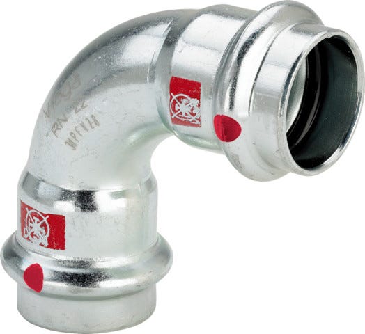 Viega Prestabo-Bogen 90° mit SC-Contur Stahl unlegiert, verzinkt, Modell 1116