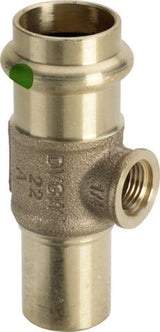 Viega Sanpress-T-Stück G¼, mit Einsteckende mit SC-Contur Rotguss oder Siliziumbronze, Modell 2217.4 d1: 22 G: ¼ d2: 22