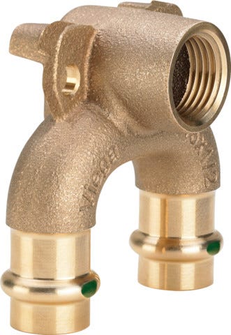 Viega Sanpress-Doppelwandscheibe mit SC-Contur Rotguss oder Siliziumbronze, Modell 2228.7 d1: 15 Rp: ½ d2: 15