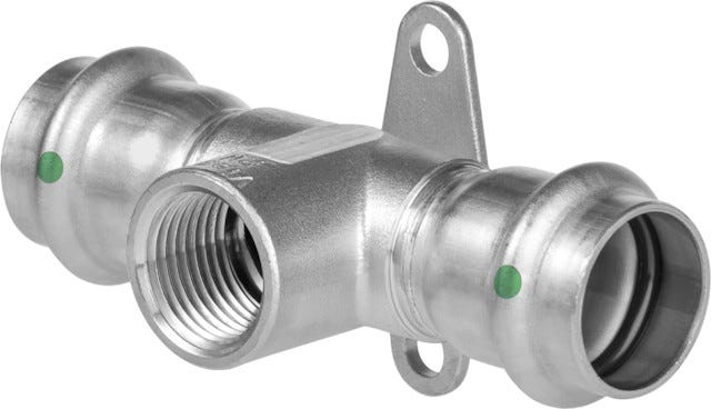 Viega Sanpress Inox-Wandscheiben-T-Stück mit SC-Contur Stahl nichtrostend, Modell 2317.3 d1: 15 Rp: ½ d2: 15
