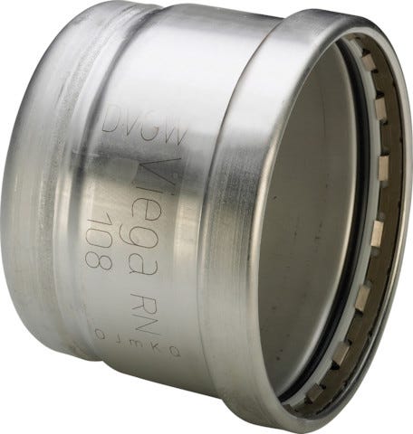 Viega Sanpress Inox XL-Kappe mit SC-Contur aus rostfreiem Stahl, Modell 2356.1XL, VdS-zugelassen, Pressmuffe mit EPDM-Dichtung