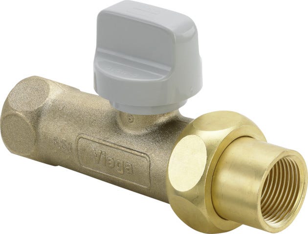 Viega Gasgerätekugelhahn für Heizgerät, Warmwassererwärmer aus Messing, Modell G2107.1T mit thermisch auslösender Absperreinrichtung und Verriegelung