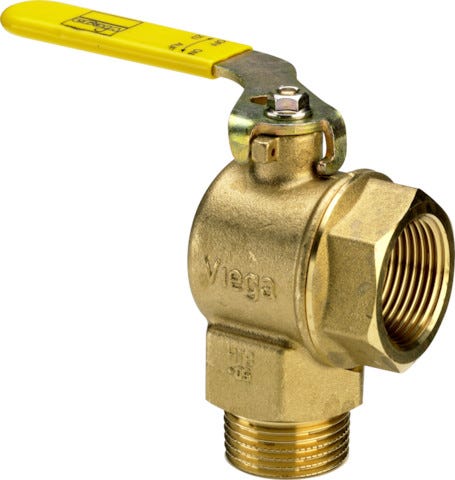 Viega Gaszählerkugeleckhahn für Absperrung des Zweistutzengaszählers, Messing, Modell G2110T Thermisch auslösende Absperreinrichtung