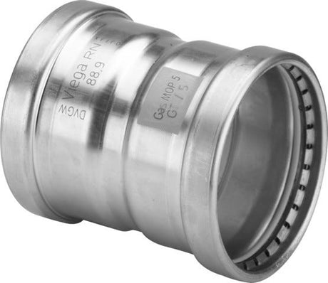 Viega Sanpress Inox G XL-Muffe mit SC-Contur aus Edelstahl 316, rostfrei, Modell 0215XL