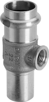 Viega Sanpress-T-Stück G¼, mit Einsteckende mit SC-Contur Rotguss oder Siliziumbronze, Modell 2217.4 d1: 22 G: ¼ d2: 22