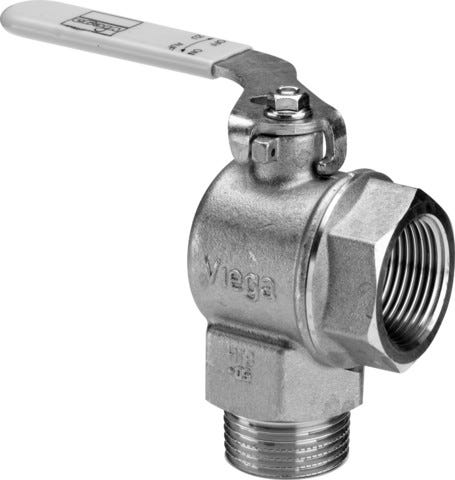 Viega Gaszählerkugeleckhahn für Absperrung des Zweistutzengaszählers, Messing, Modell G2110T Thermisch auslösende Absperreinrichtung