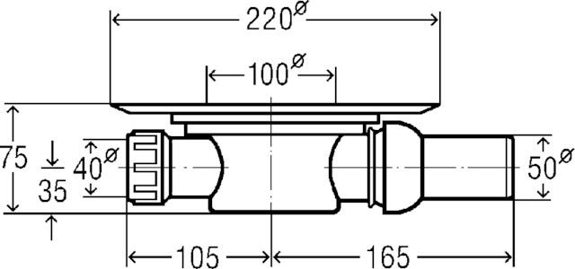 Viega Badablauf 4935.2 in 40x50mm Kunststoff grau