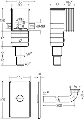 Viega Geruchverschluss 5633.2 in G1 1/4 x DN40/50 Ku weiß RAL 9010
