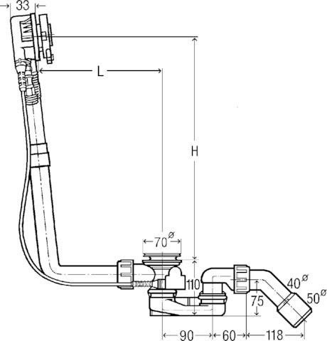 Viega Multiplex Trio-Ab-/Überlauf Funktionseinheit Modell 6161 DN: 40/50 mit Ablaufloch-Ø 52 für Badewanne
