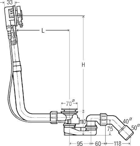 Viega Multiplex Trio-Ab-/Überlauf Funktionseinheit Modell 6161 DN: 40/50 mit Ablaufloch-Ø 52 für Badewanne