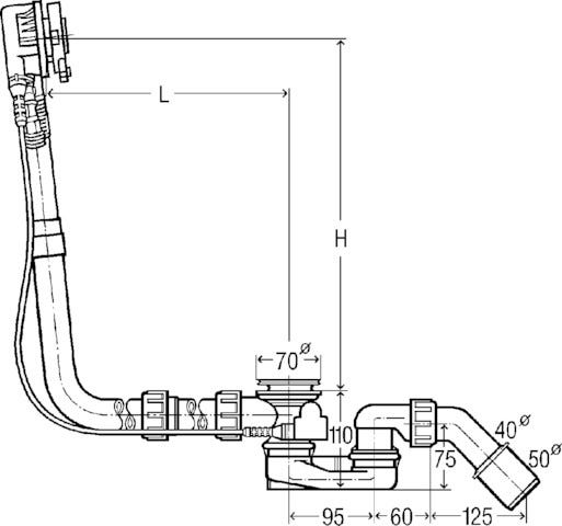 Viega Multiplex Trio-Ab-/Überlauf Funktionseinheit Modell 6161 DN: 40/50 mit Ablaufloch-Ø 52 für Badewanne