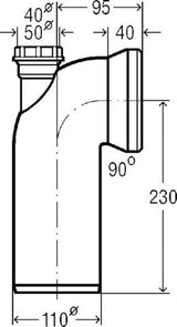 Viega WC Anschlussbogen 90 Grad 3811.1 in 40mm Kunststoff weiss