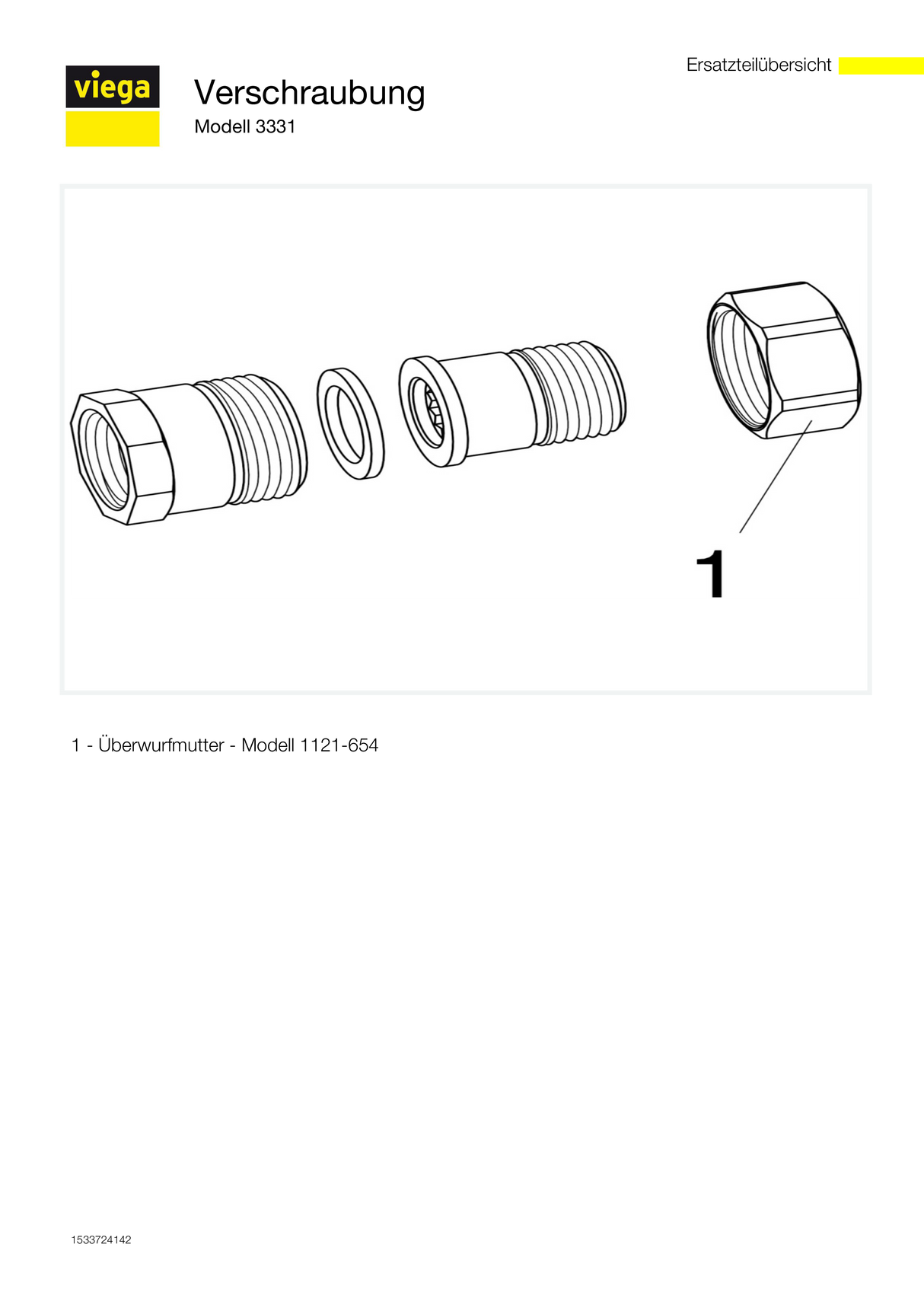 Viega Verschraubung Rotguss, flachdichtend, Modell 3331