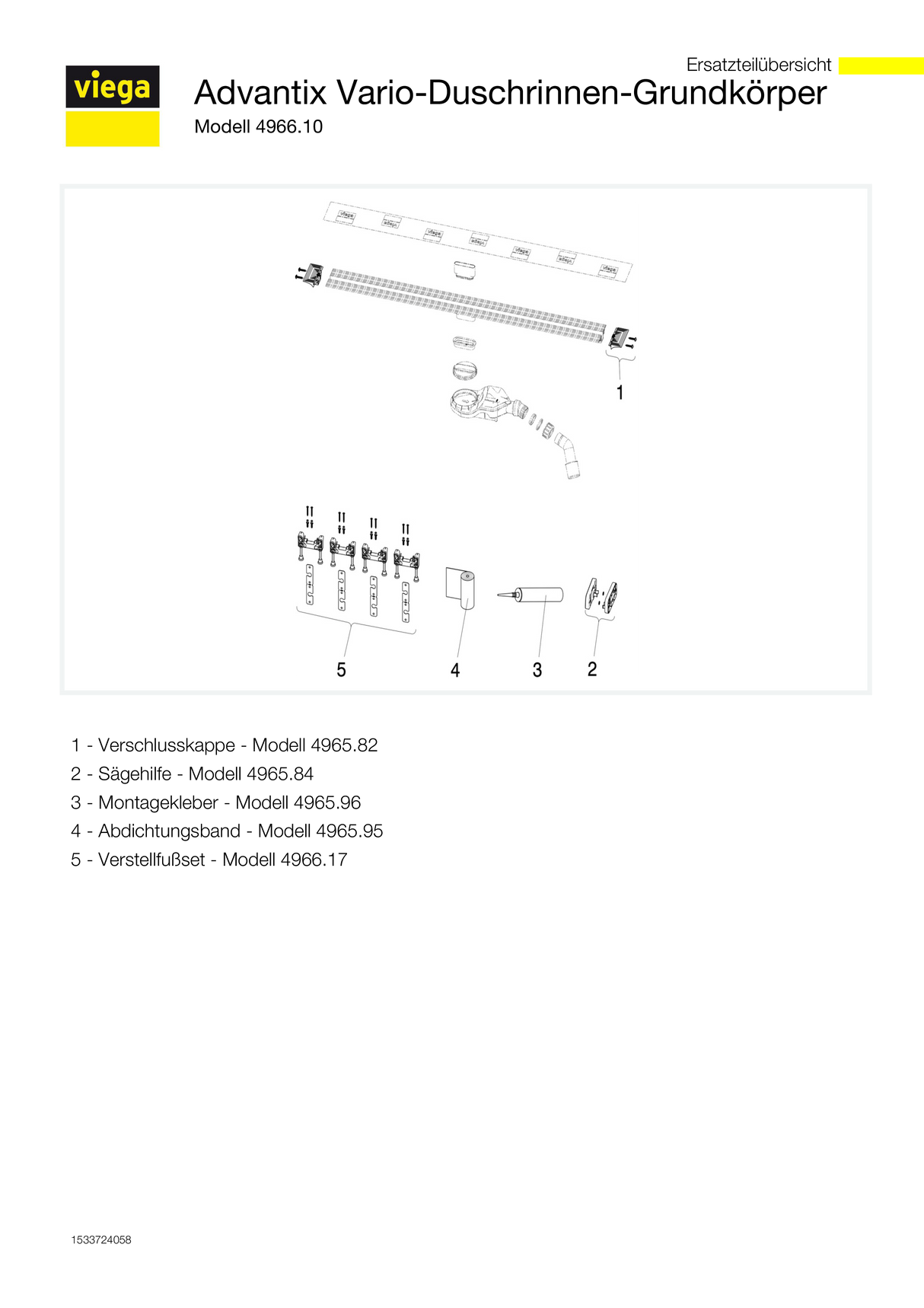 Viega Duschrinne-Grundkörper Advantix Vario 4966.10 in 300-1200mm Kunststoff