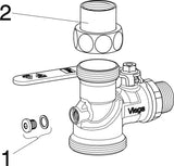 Viega Gaszählerkugeleckhahn für Einstutzengaszähler, Messing, Modell G2111.2S