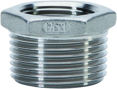 Gebo Edelstahl-Gewindefittings Reduziernipple aus Edelstahl 316 L (1.4404), Druckstufe 150 lbs ~ 10,5 bar, mediumtemperatur 0-220 °C, gerade, 1-teilig, grau