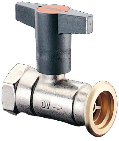 Pumpenkugelhahn Optibal P mit Innengewinde und Pumpenflansch PN 10, Messing, vernickelt, mit Sperrventil, Rp