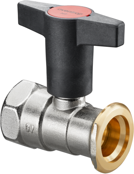 Pumpenkugelhahn Optibal P mit Innengewinde und Pumpenflansch PN 10, Messing, vernickelt, ohne Sperrventil