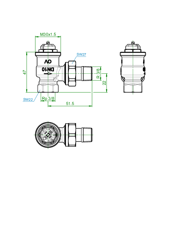Thermostatventil AQ Eck, PN 10