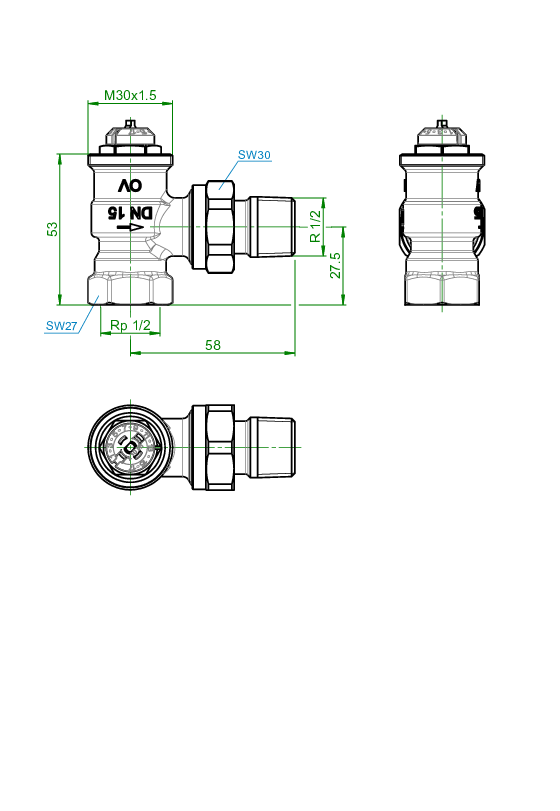 Thermostatventil AQ Eck, PN 10