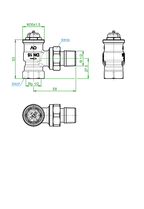 Thermostatventil AQ Eck, PN 10