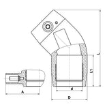 Winkel 45° PE 100 Elektroschweißfitting für Gas- und Wasserversorgung, Druck Gas 10 bar, Druck Wasser 16 bar