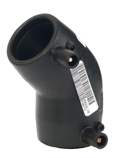 Winkel 45° PE 100 Elektroschweißfitting für Gas- und Wasserversorgung, Druck Gas 10 bar, Druck Wasser 16 bar