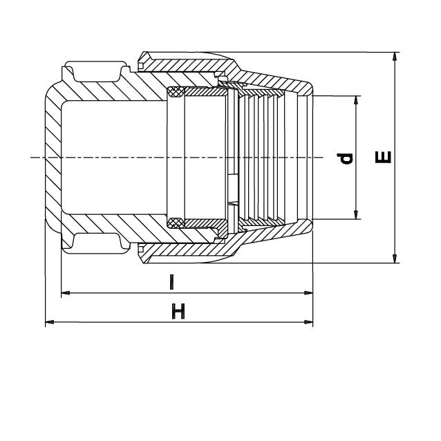 Serie 18 Endkappe mit Klemmverschraubung Wasser 16 bar