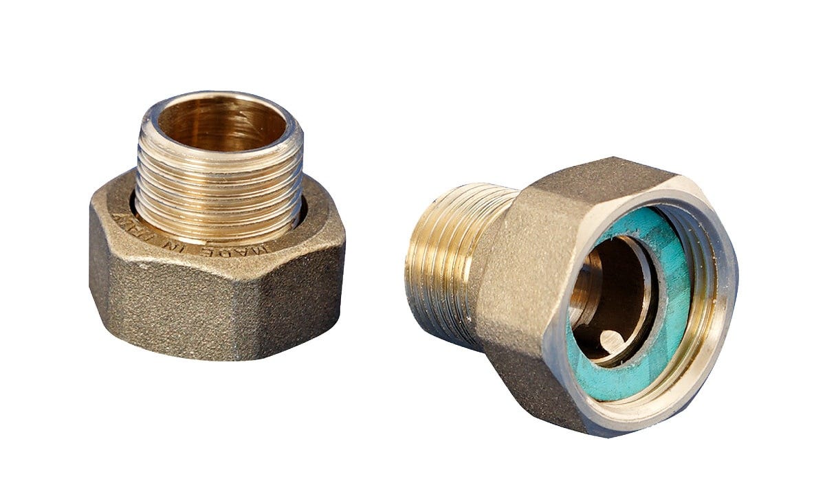 Wilo Verschraubung Messing für Trinkwasser- und Solarthermiepumpen mit Gewindeanschluss, Werkstoff Messing CW617N, max. Medientemperatur 110 °C, 1 Satz