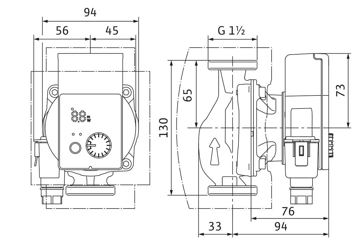 Yonos PICO plus, G 1½ (PN 10) Anschluss, Leistung