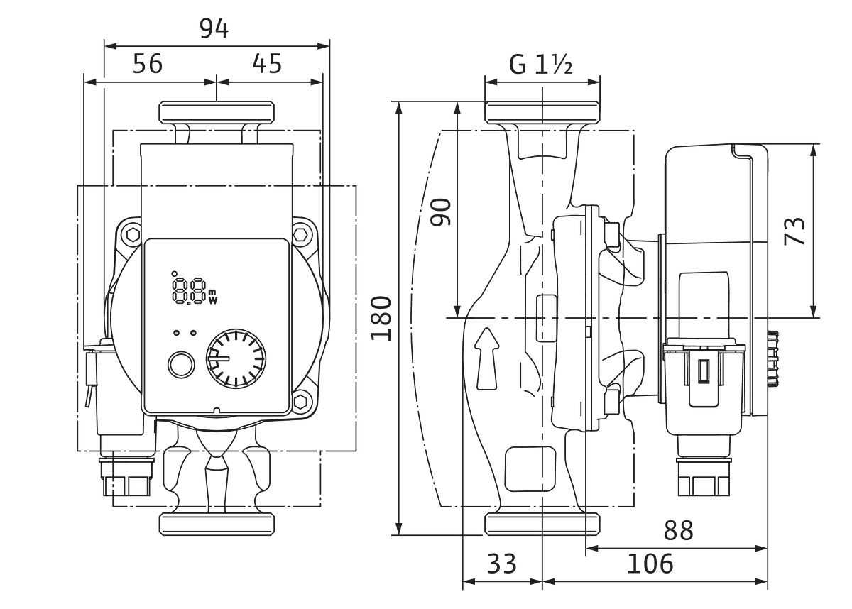 Yonos PICO plus, G 1½ (PN 10) Anschluss, Leistung