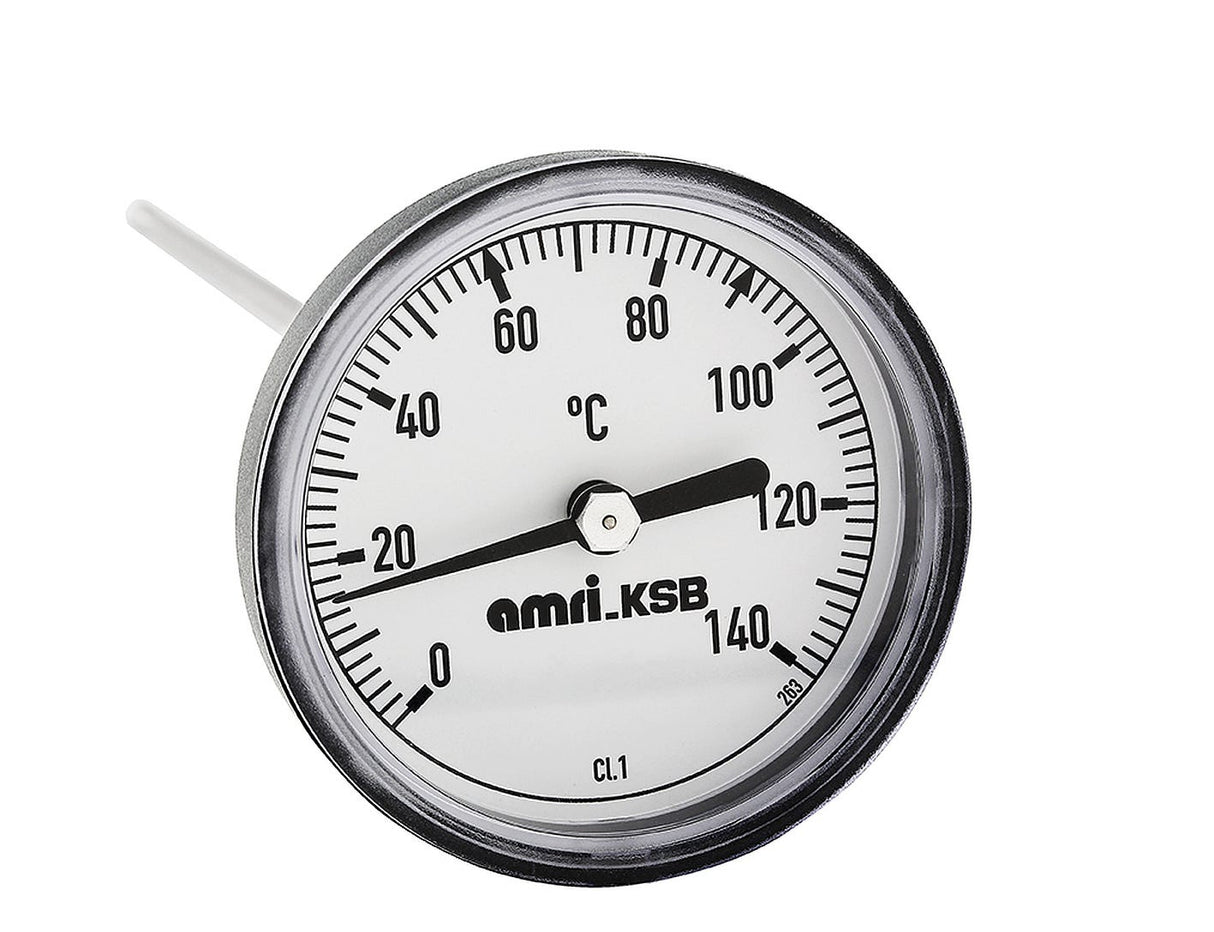 KSB Thermometer für KSB-BOAX-S/SF mit Rastenhandhebel, Heizung, Genauigkeitsklasse 1, analog, Messbereich 0-140 °C, Nenndruck PN 6/10/16