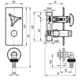 AIPS SEPP GA UP Armaturenkombination mit Dreisterngriff Oberteil 8071 Rp1/2 x G3/4 (DN15) Messing verchromt, mit  Rückflussverhinderer, Rohrbelüfter, Wandanschlussbogen und Schlauchverschraubung. T-max. = 90 C, PN10