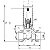 AIPS SEPP UP Geradsitzventil mit langer Spindel, ohne Chromteile, mit Bauschutzkappe, aus Messing (CuZn40Pb2 CW617N), max. Mediumtemperatur 90 °C, unbehandelt