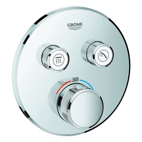 GROHE Thermostat Grohtherm SmartControl 29119, mit 2 Absperrventilen, Fertigmontageset für Rapido SmartBox, Wandrosette rund, chrom
