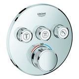 GROHE Thermostat Grohtherm SmartControl 29121, mit 3 Absperrventilen, Fertigmontageset für Rapido SmartBox, Wandrosette rund, chrom