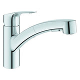 GROHE Einhand-Spültischbatterie Eurosmart 30305_1, flacher Auslauf, Einlochmontage, herausziehbare Dual Spülbrause, schwenkbarer Gussauslauf, Schwenkbereich 90°, chrom