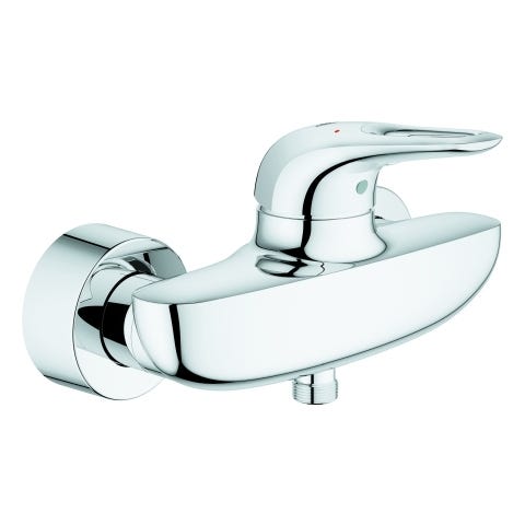 GROHE Einhand-Brausebatterie Eurostyle 33590_3, Wandmontage, offener Metall-Hebelgriff, chrom