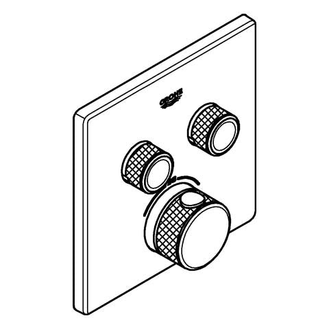 GROHE Thermostat Grohtherm SmartControl 29124, mit 2 Absperrventilen, Fertigmontageset für Rapido SmartBox, Wandrosette eckig, chrom