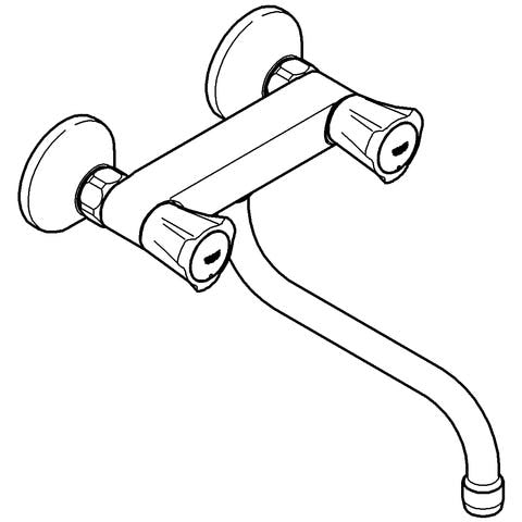 GROHE Spültisch-Wandbatterie Costa 31187_1, schwenkbarer Rohrauslauf, Ausladung 200 mm, chrom