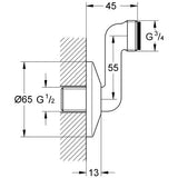 GROHE S-Anschluss mit Außengewinde, Messing, verchromt, Farbe Chrom, mit Rosette