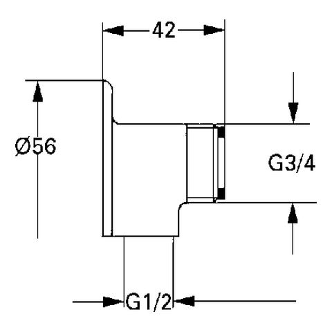 GROHE Wandscheibe 12013, Außen 3/4'' x 1/2'' Innen, chrom