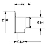 GROHE Wandscheibe 12013, Außen 3/4'' x 1/2'' Innen, chrom
