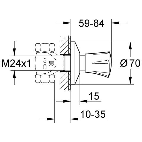 GROHE Unterputz-Ventil Oberbau Costa, Einbauteil, Metallgriff, Chrom