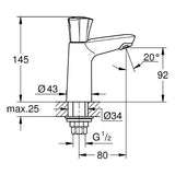 GROHE Standventil Costa 20186_1, Gussauslauf mit Mousseur, Markierung blau, chrom