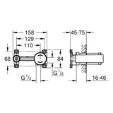 GROHE Einhand Unterputz-Universal-Einbaukörper 23571, DN 15, für 2-Loch-Waschtischbatterien, Wandeinbau, 35 mm Keramikkartusche, mit Temperaturbegrenzer