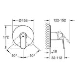 GROHE Einhand-Brausebatterie Eurosmart Cosmopolitan 24044, Fertigmontageset für Rapido SmartBox, chrom