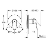 GROHE Einhand-Brausebatterie Eurodisc Cosmopolitan 24055_2, Fertigmontageset für Rapido SmartBox, chrom